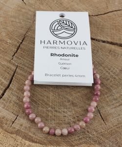 Bracelet Rhodonite Unie perles 4mm, 1 part